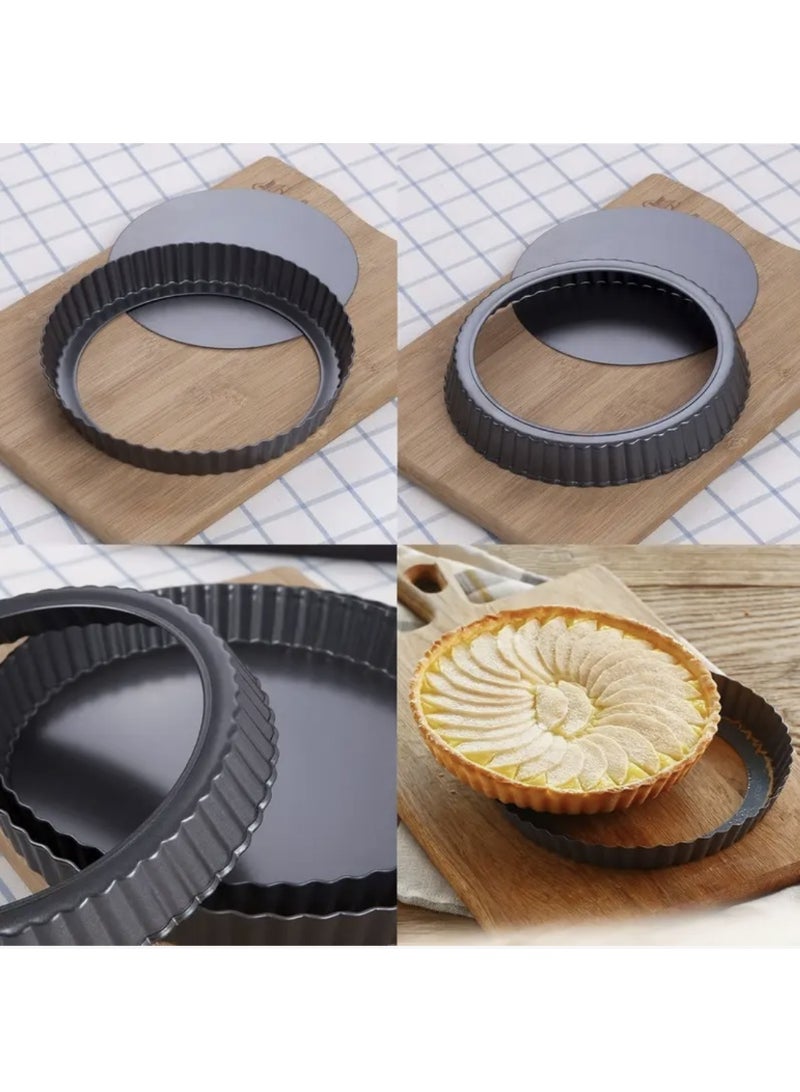 3 أواني فطيرة غير لاصقة ذات قاع قابل للإزالة للخبز في الفرن، (22 سم، 26 سم، 28 سم) - Image 4